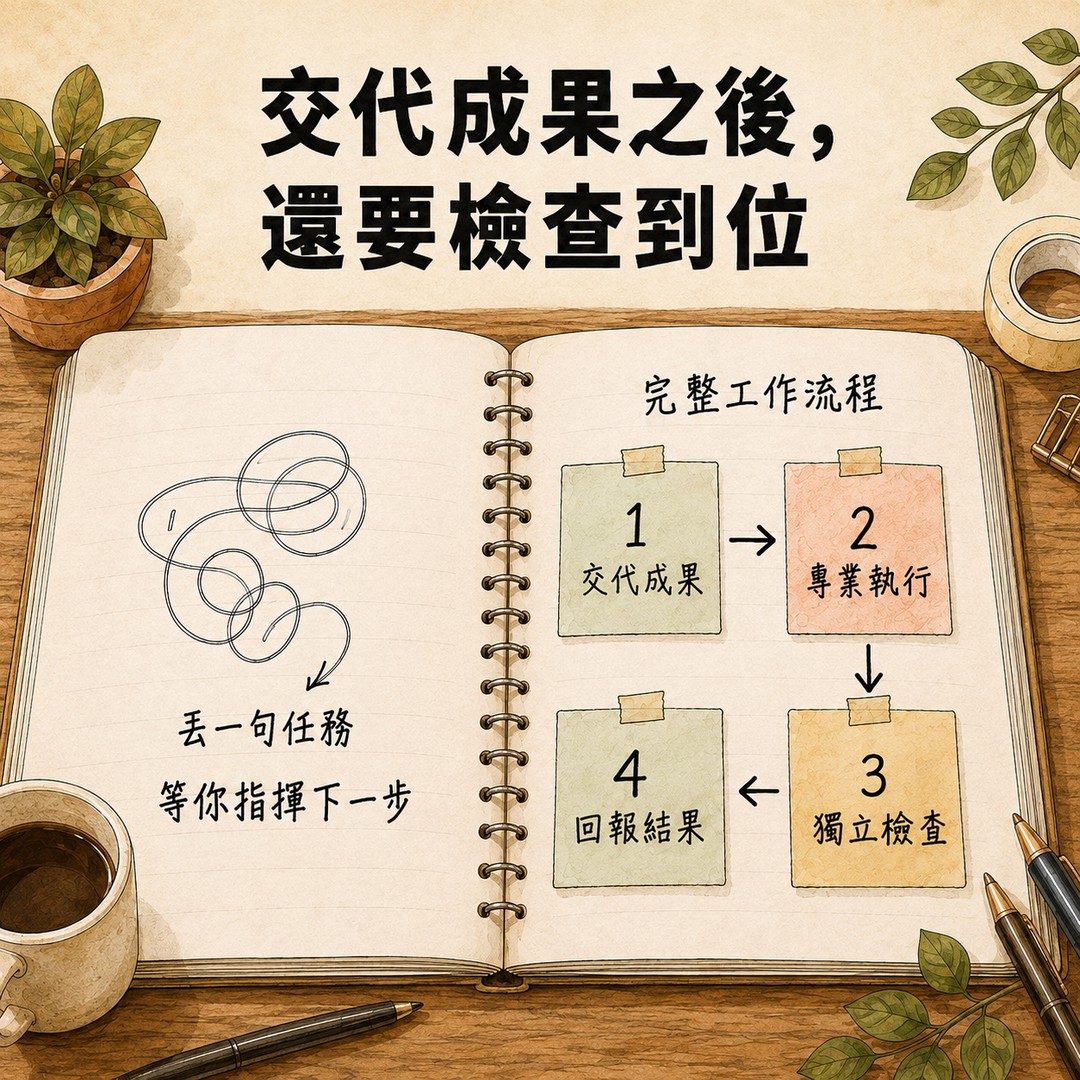 交代成果、專業執行、獨立檢查與交付的流程